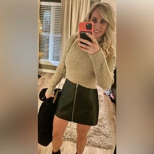 Vestique Ribbed Cowl Neck Sweater - Tan